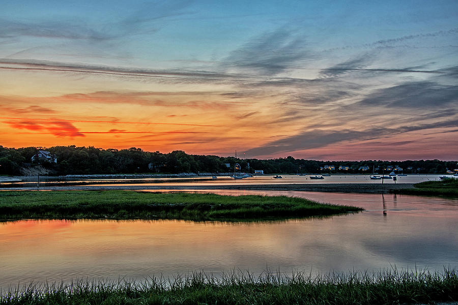 Boat Photograph - Sunset over Pleasant Bay - Chatham - Cape Cod Massachusetts by Brendan Reals