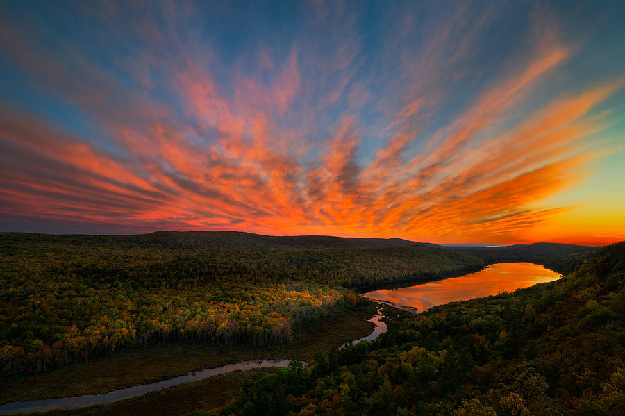 Sunset Over Porcupine Mountains Photograph by John Fan