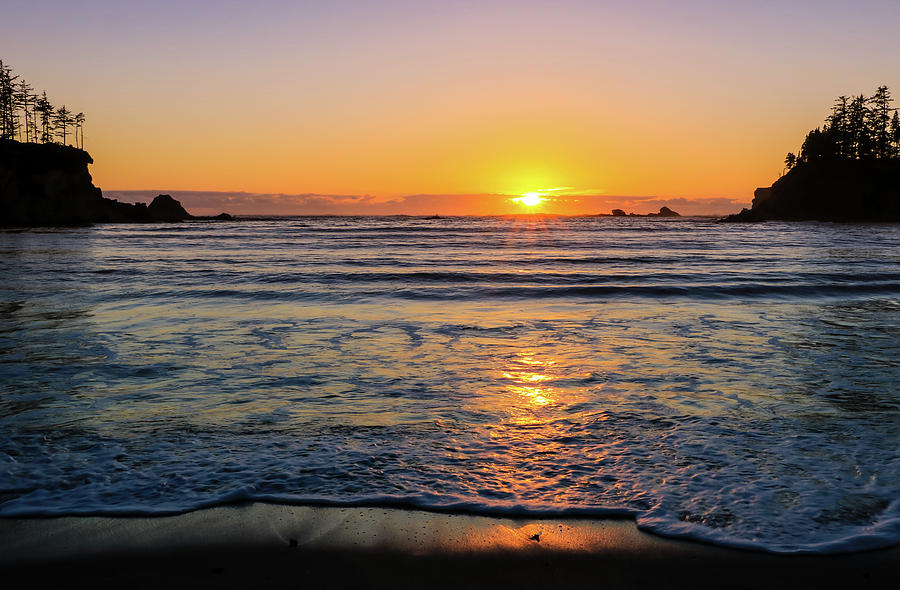 Sunset over Sunset Bay, Oregon 1 Photograph by Dawn Richards