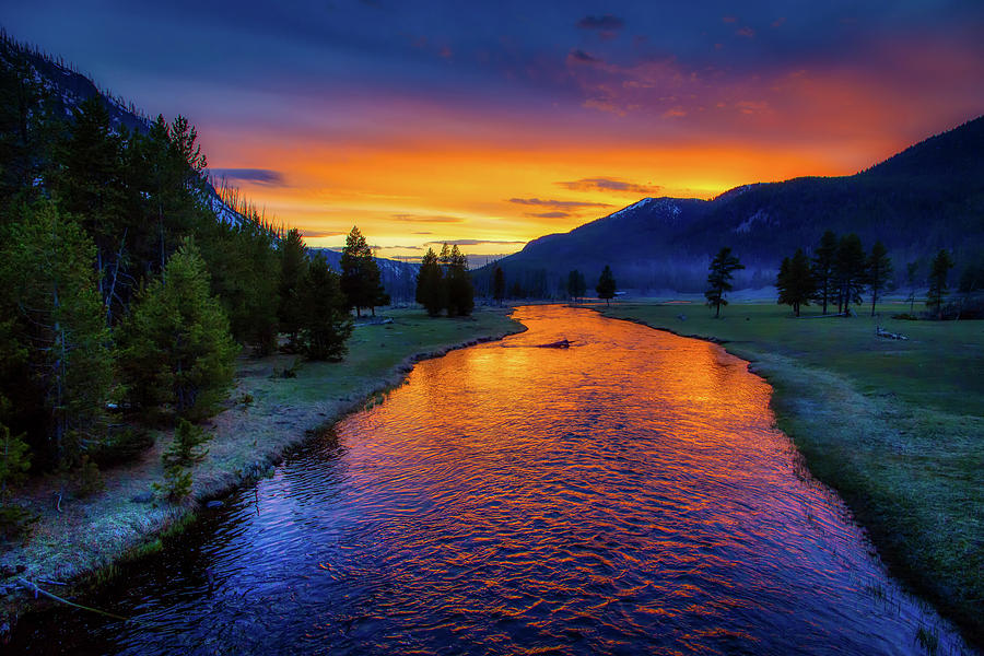 Sunset Over The Madison River - Yellowstone Photograph by Mountain Dreams