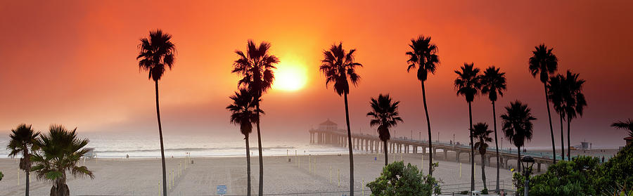 Los Angeles Photograph - Sunset over the Marine Layer at Manhattan Beach Pier. by Sean Davey