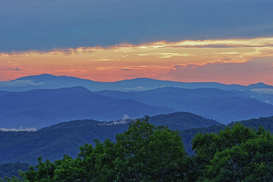 Sunset over the Smoky Mountains Photograph by Rebecca Carr