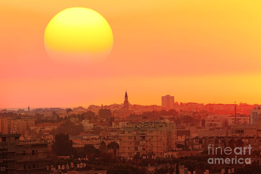 Capital Photograph - Sunset Over The Town.old City Of Tel by Protasov An Capital Photograph - Sunset Over The Town.old City Of Tel by Protasov An