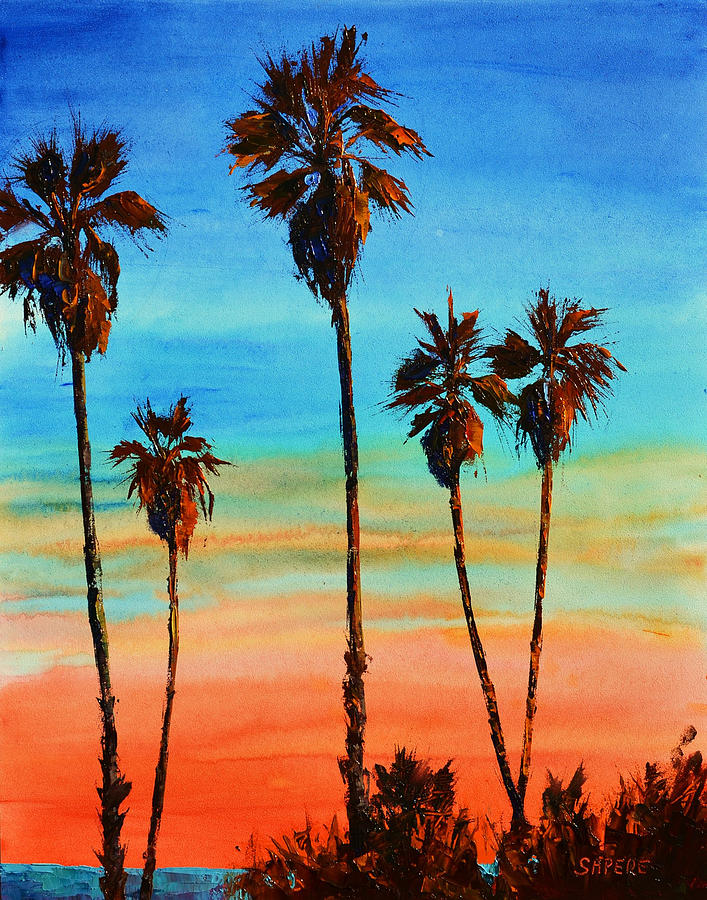 Sunset Palms Painting by Lynee Sapere