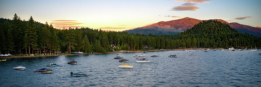 Sunset Panorama Marla Bay Lake Tahoe Photograph by Anthony Giammarino