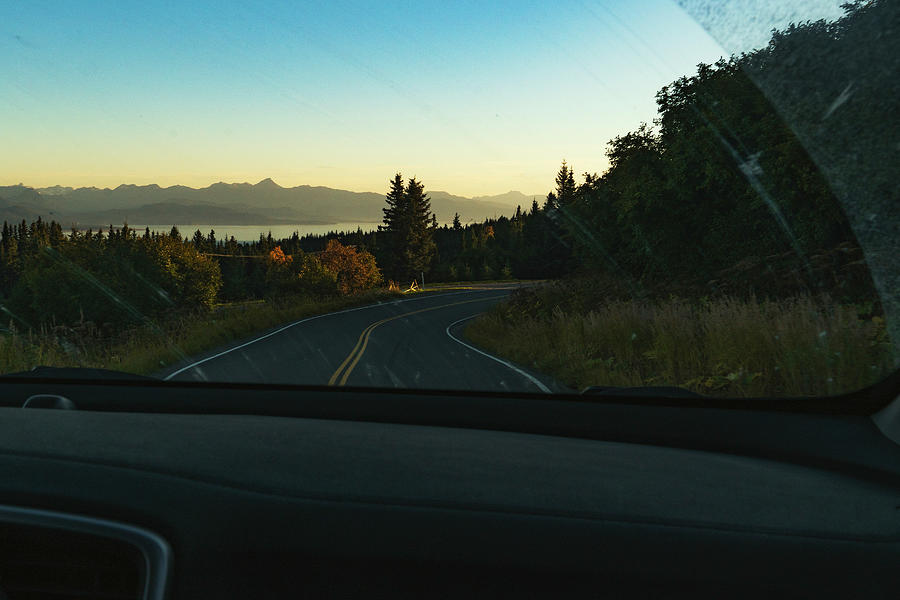 Sunset Photo Through The Windshield Of The Passengers Seat In Alaska ...