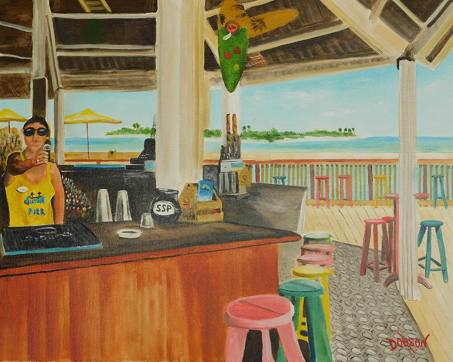 Sunset Pier Tiki Bar Zero Duval Street Painting by Lloyd Dobson