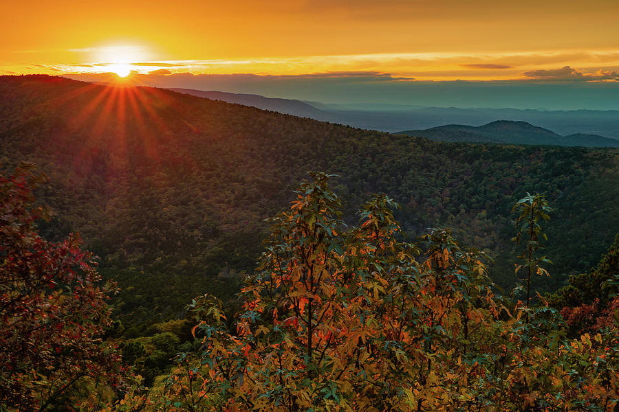 Sunset Point Vista - Talimena Scenic Byway in Autumn Photograph by Gregory Ballos