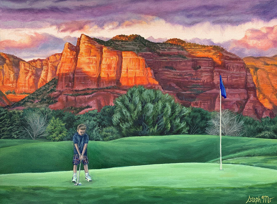 Golf Painting - Sunset Putt in Sedona by Steph Moraca