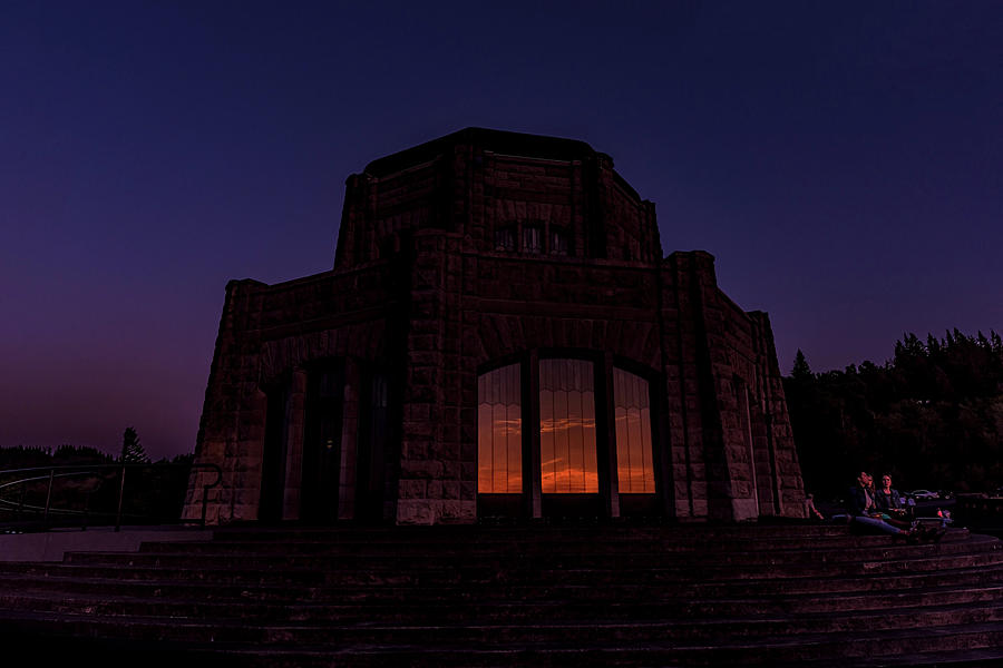 Sunset reflected in Vista House, Crown Point by Johanna Froese Sunset reflected in Vista House, Crown Point by Johanna Froese