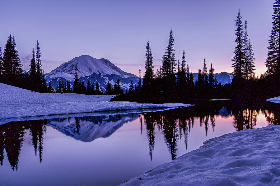 Mount Rainier Sunset Reflections Photograph by Emerita Wheeling