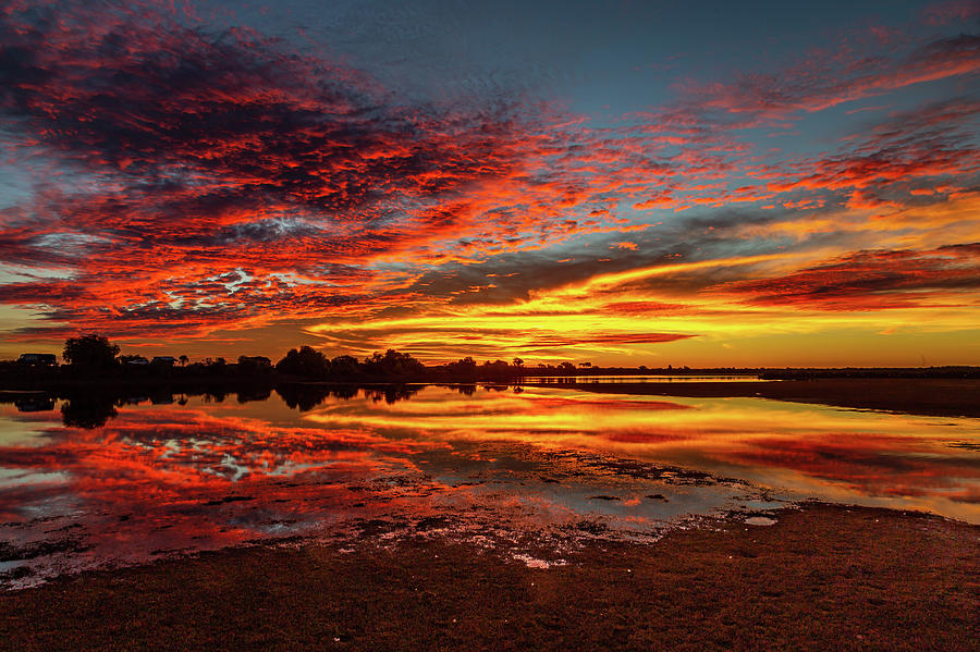 Sunset Reflections at Malcom Dam Photograph by Robert Caddy