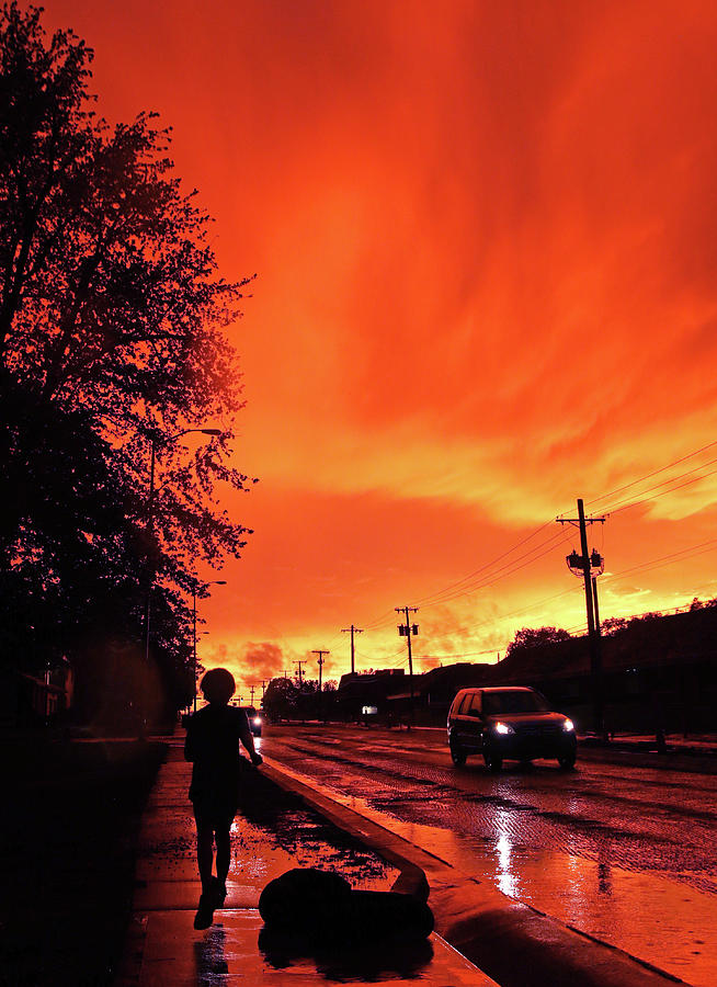 Sunset Running Boy Photograph by Christopher McKenzie