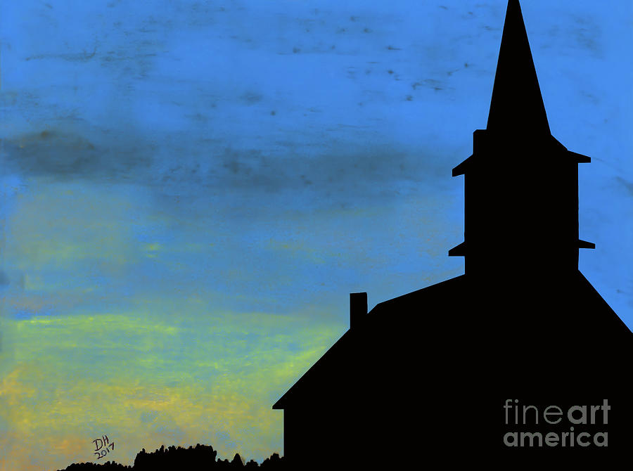 Sunset Steeple Drawing by D Hackett