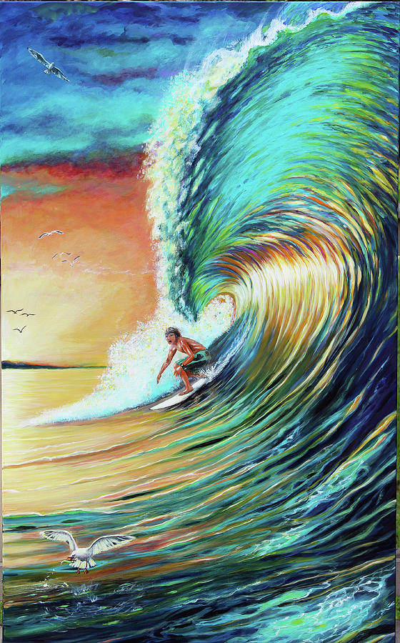 Sunset Painting - Sunset Surfer by Carol Sue Rios
