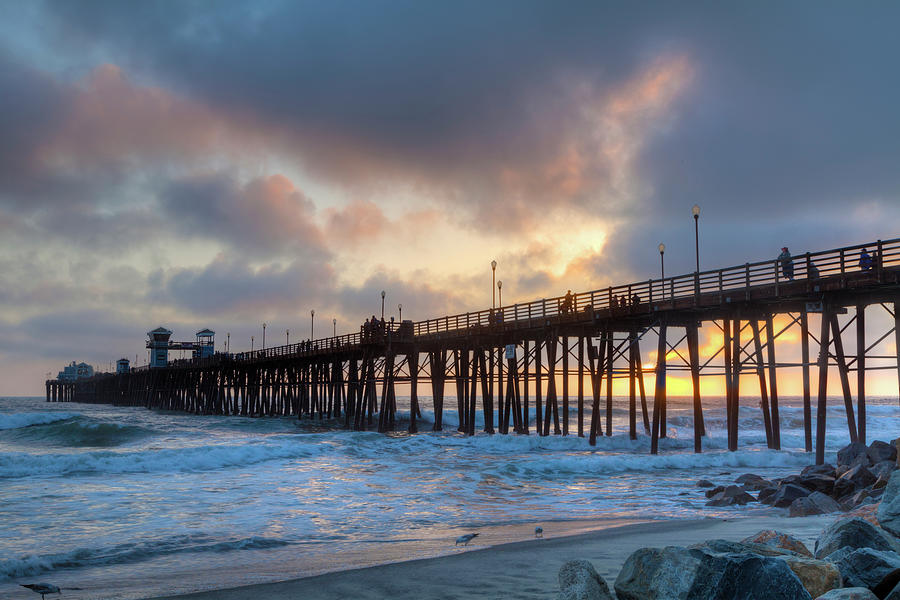 Sunset Through Oceanside Pier Photograph by Chris Moyer - Fine Art America