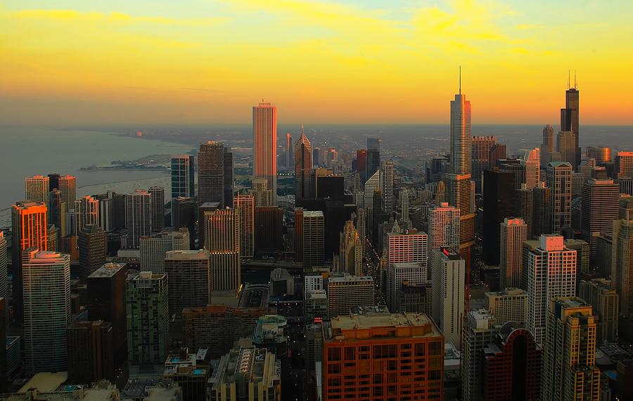 Sunset View At Chicago Photograph by Acroview
