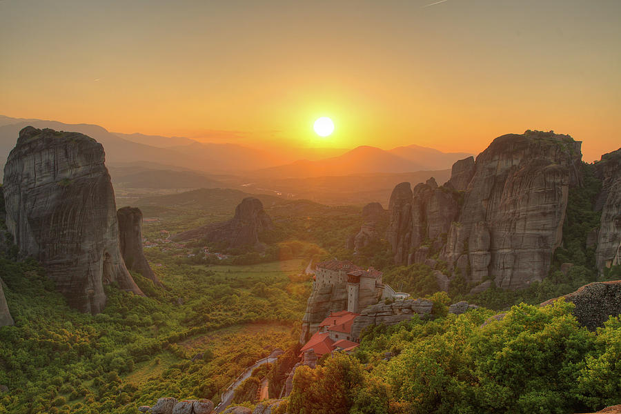 Sunset View From Meteora Rocks Photograph by Alexandros Photos