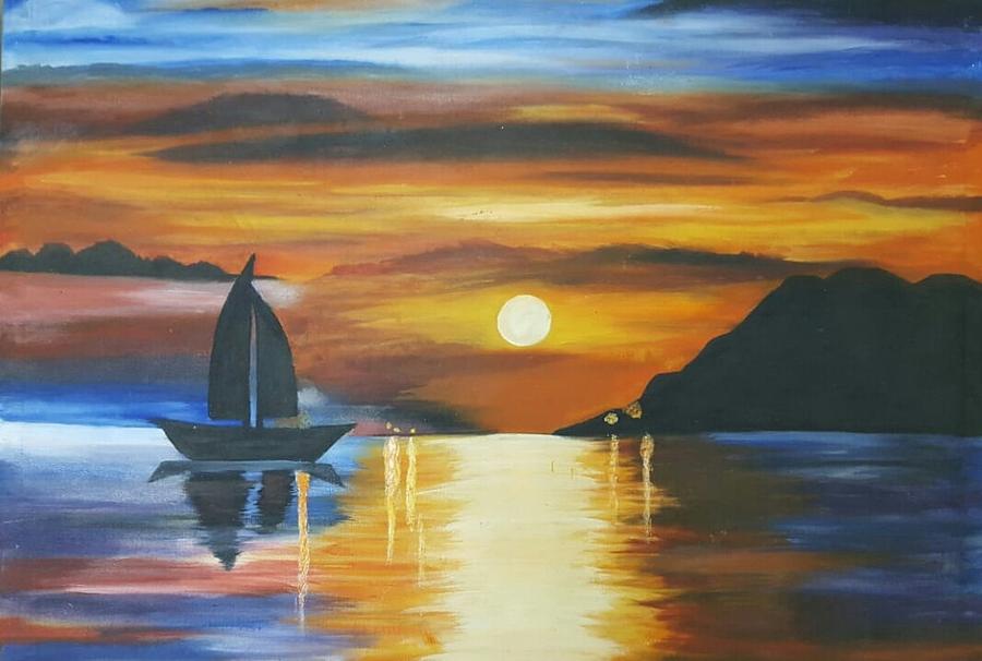 sunset view painting