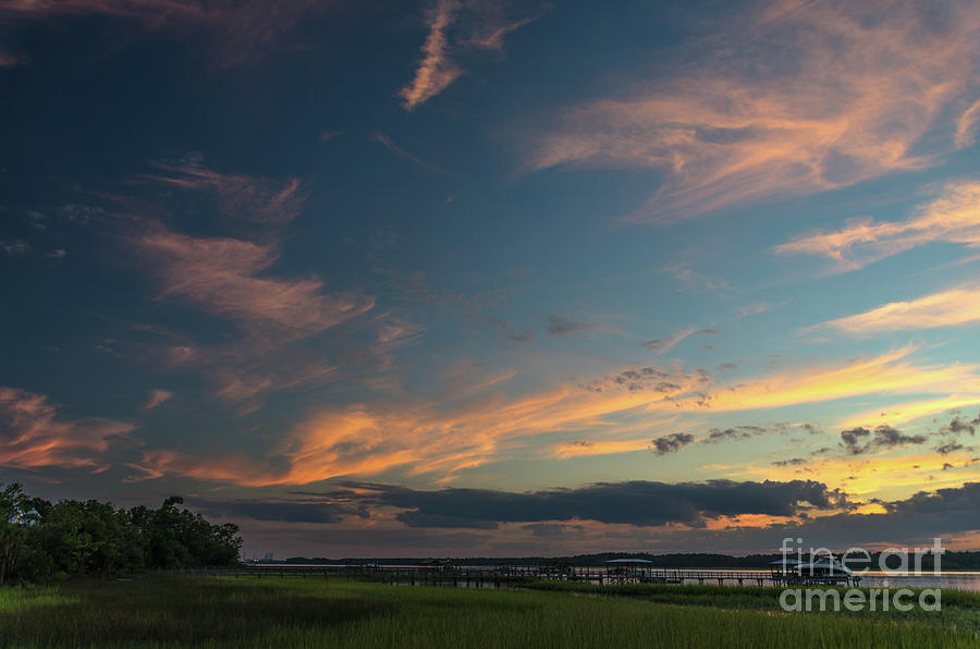 Sunset - Wando River in Charleston SC Photograph by Dale Powell