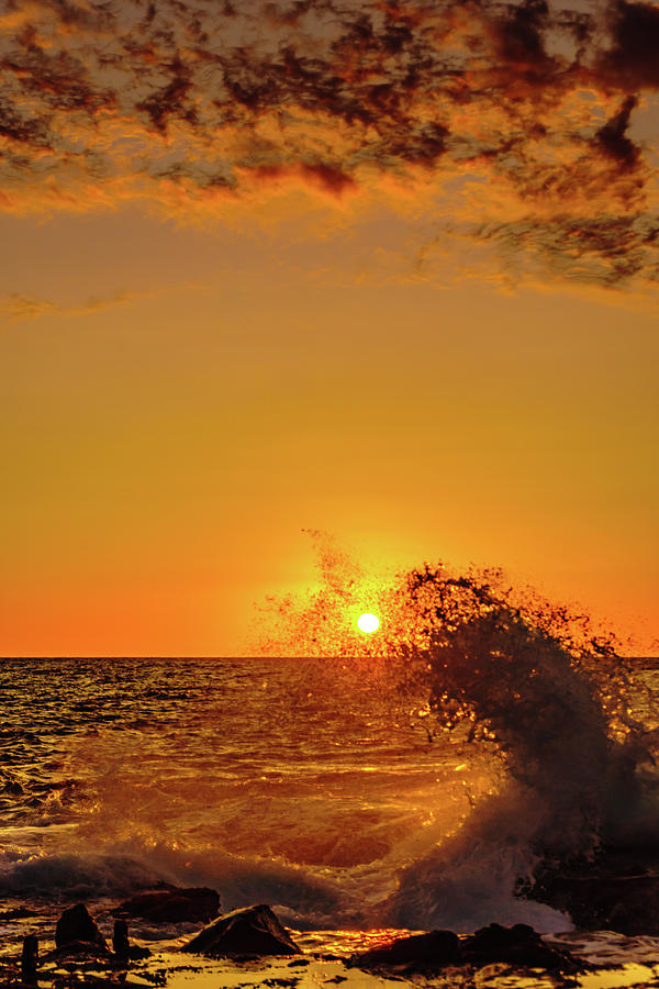 Sunset Wave Splash Photograph by John Bauer