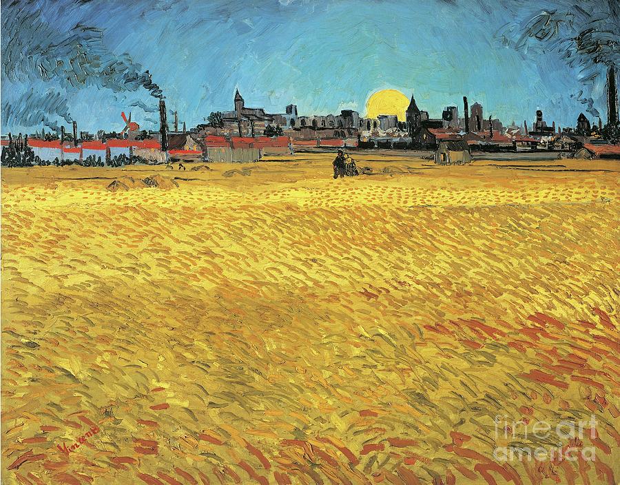 Sunset Wheat Fields Near Arles, 1888 By Van Gogh Painting by Vincent Van Gogh