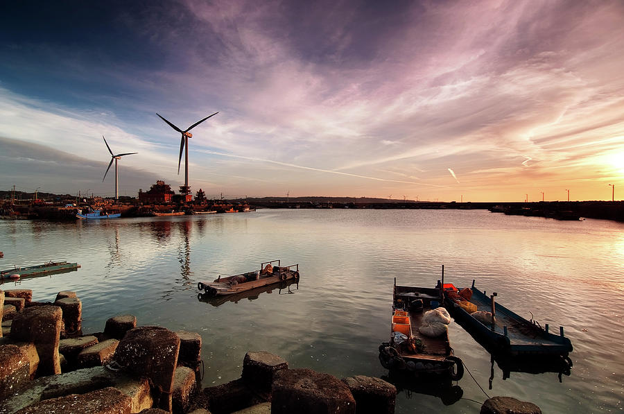 Sunset Windmills Photograph by Copyright Of Eason Lin Ladaga