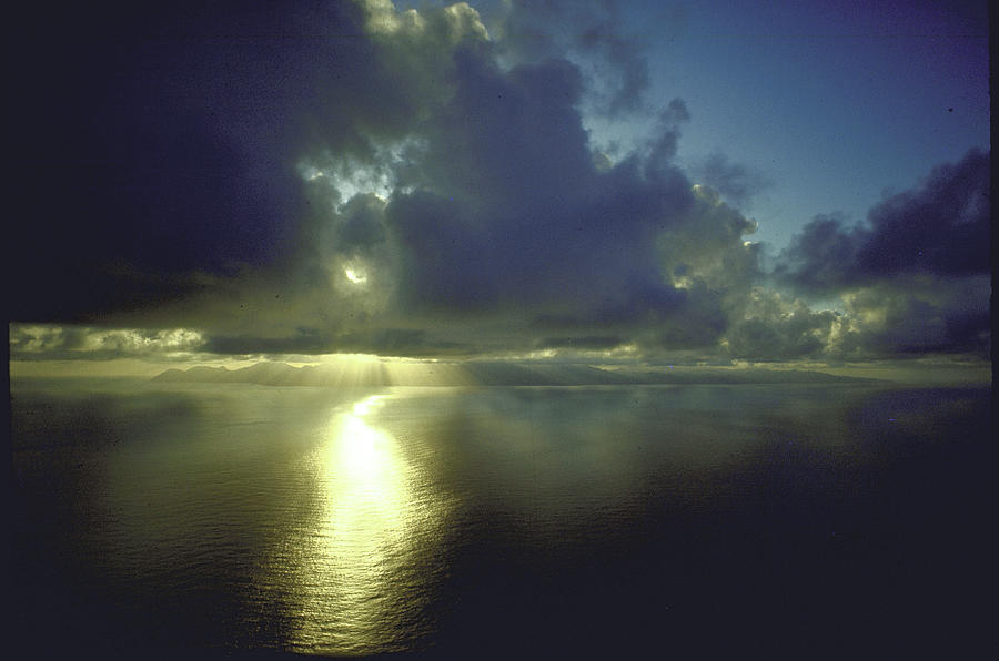 Outdoors Photograph - Sunset With Island Of Dominica Visible O by John Dominis Outdoors Photograph - Sunset With Island Of Dominica Visible O by John Dominis