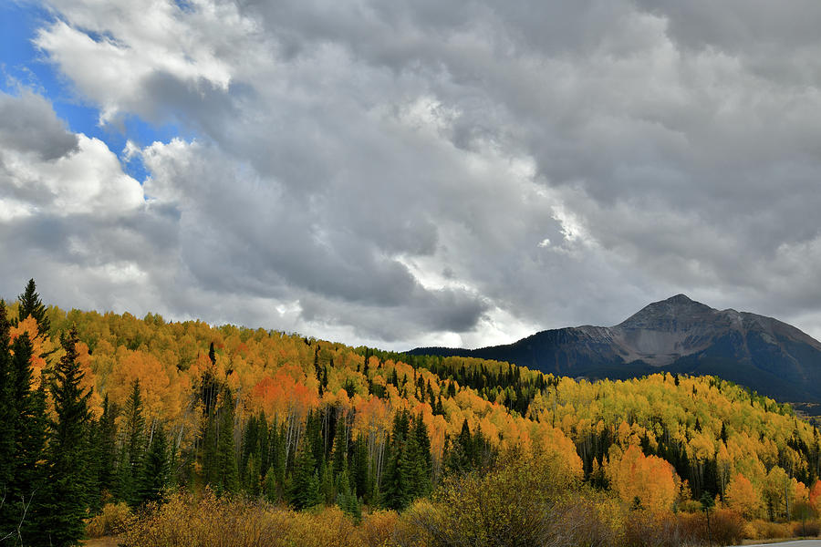 Sunshine Mountain and Golden Aspens Photograph by Ray Mathis