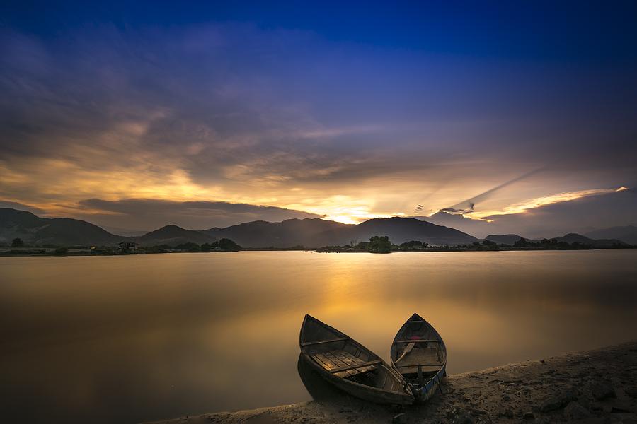 Sunset on the lake Photograph by Top Wallpapers