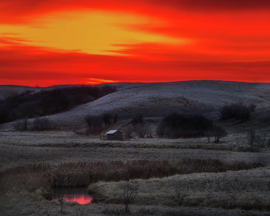 Sunsrise over ND coulee pasture #2 Photograph by Peter Herman
