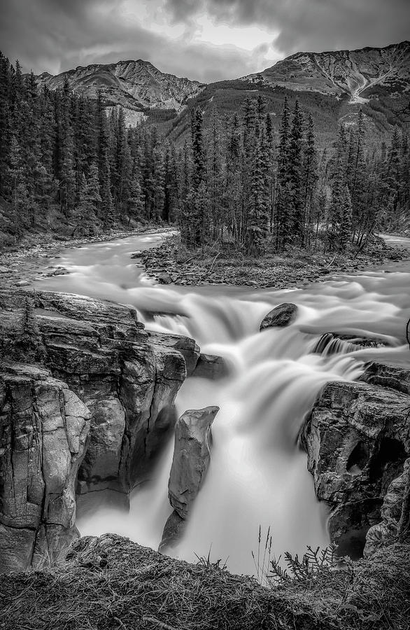 Sunwapta Falls Black And White by Dan Sproul Sunwapta Falls Black And White by Dan Sproul