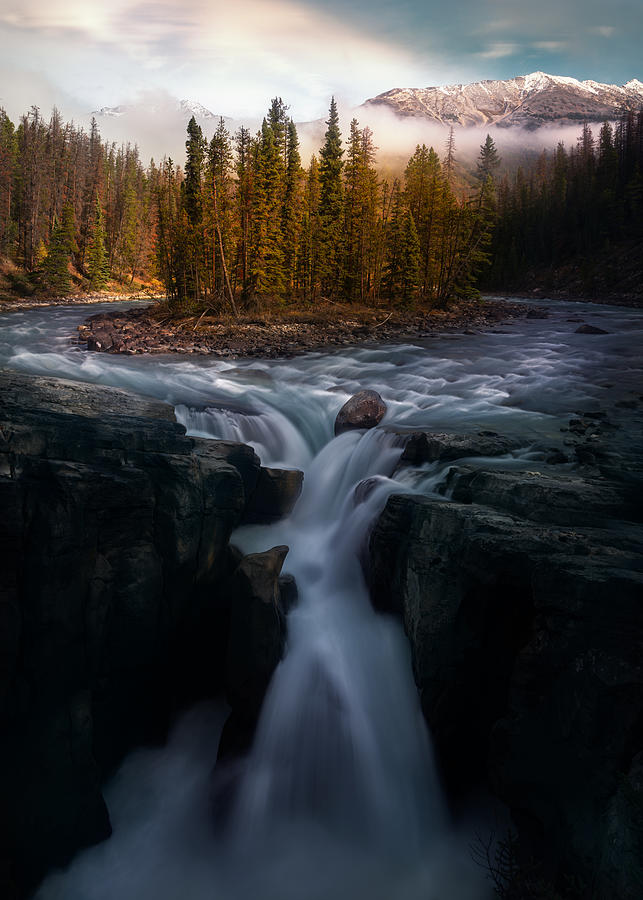 Sunwapta Falls In The Fall Photograph by Joan Zhang - Fine Art America