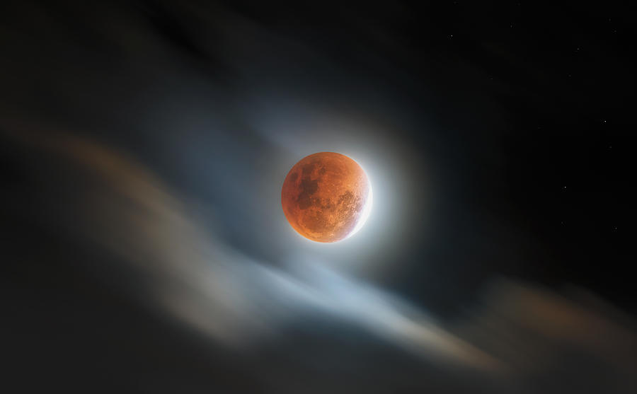 Space Photograph - Super Blood Lunar Eclipse by Rooswandy Juniawan