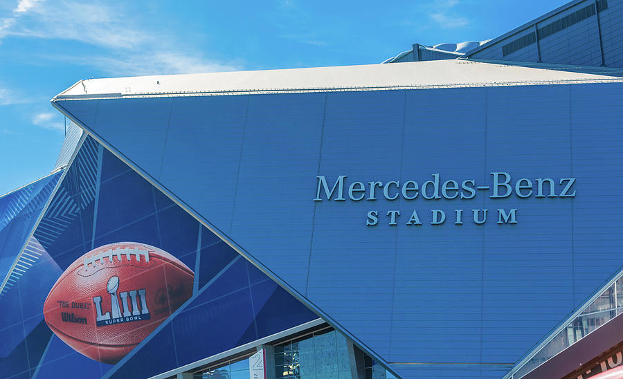 Super Bowl Logo and Mercedes-Benz Stadium Logos Photograph by Darryl Brooks
