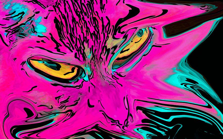 Super Duper Crazy Cat Pink Digital Art by Don Northup