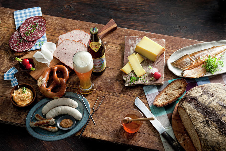 Super Featuring Cold Meats, Cheese, Fish And Beer bavaria, Germany Photograph by Jalag / Jan C. Brettschneider