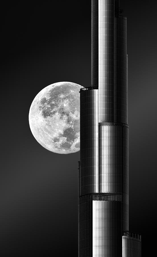 Architecture Photograph - Super Moon Burjkhalifa by Zohaib Anjum