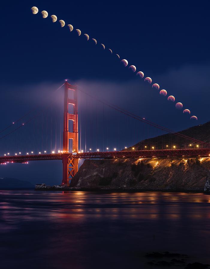 Landscape Photograph - Super Moon Lunar Eclipse by Chengming Liu