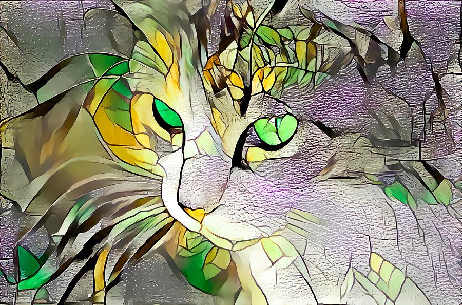 Super Stained Glass Kitten Digital Art by Don Northup