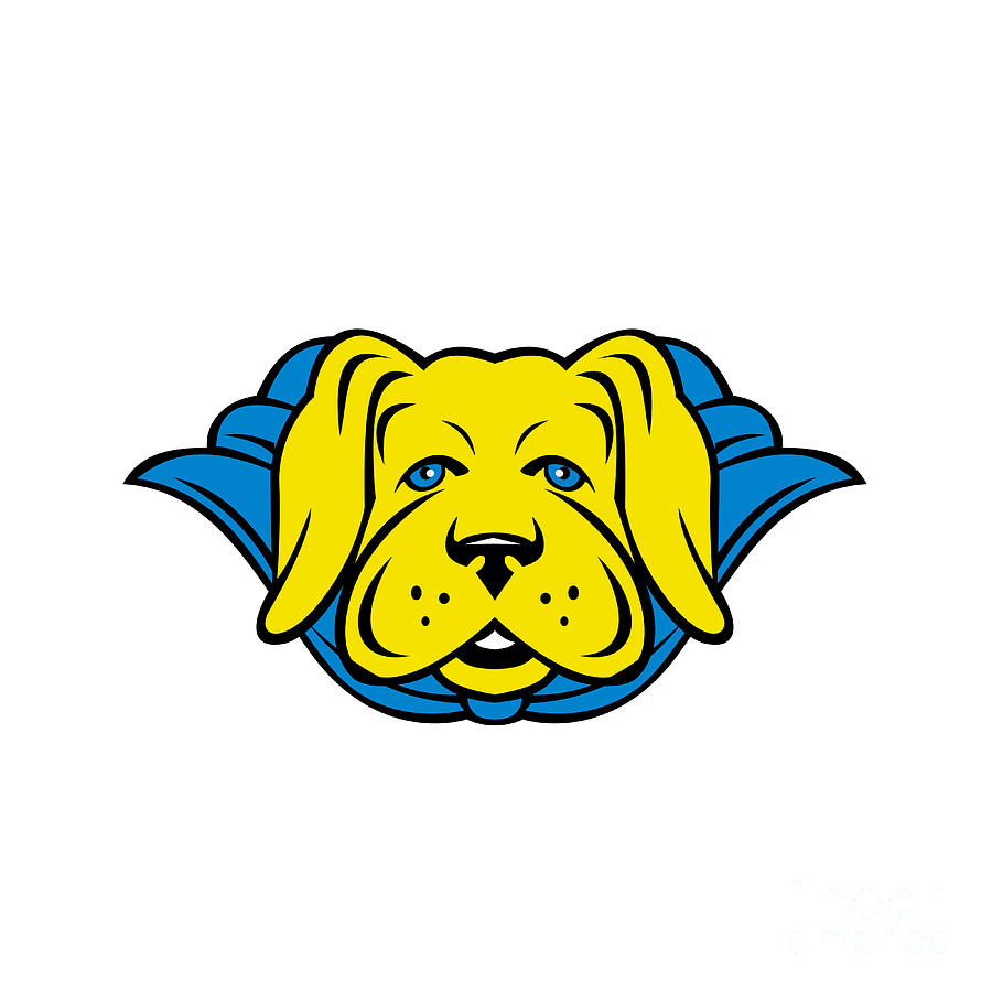 Super Yellow Lab Dog Wearing Blue Cape Digital Art