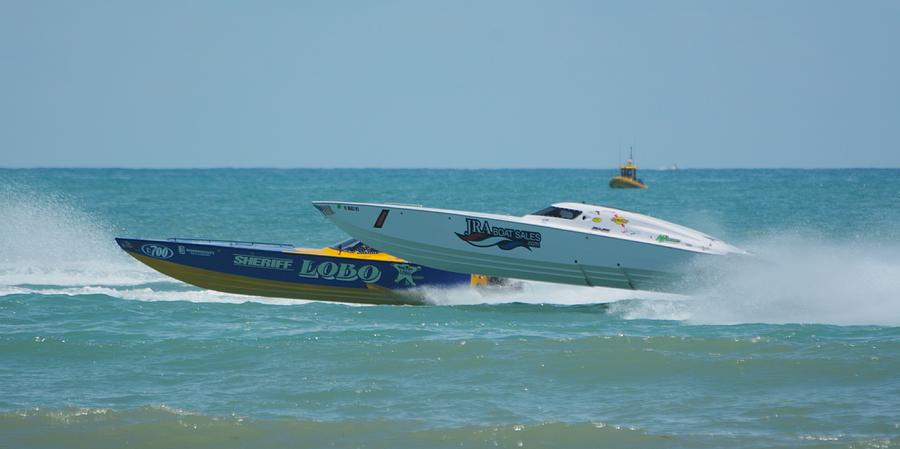 Superboat vee hull race Photograph by Bradford Martin