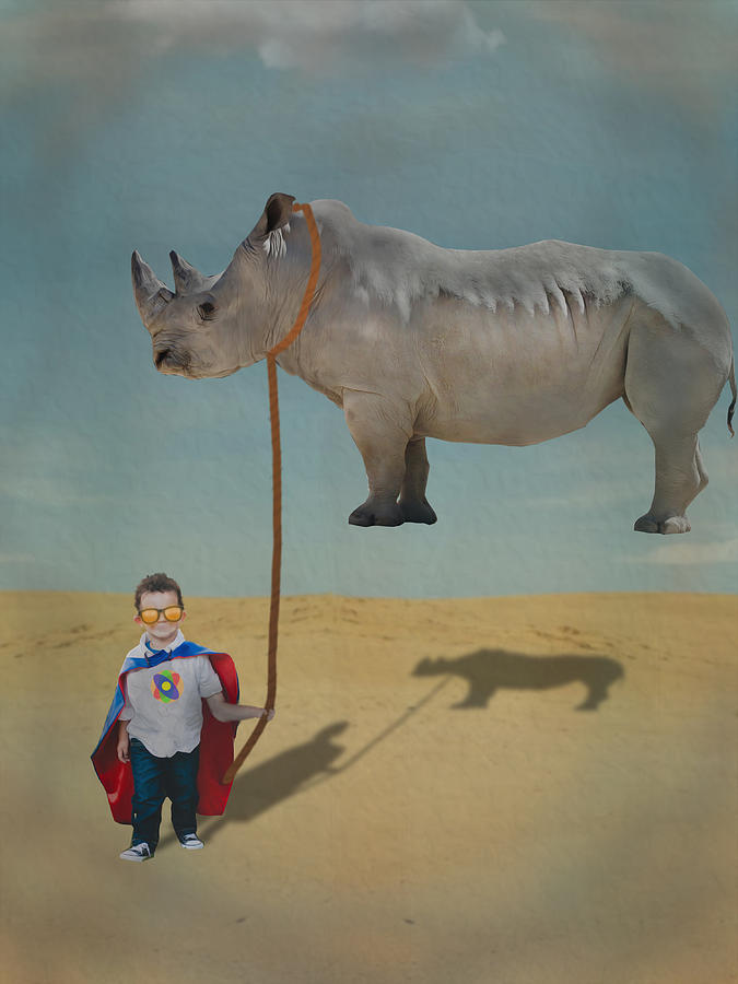 Superboy with rhino Digital Art by Keshava Shukla