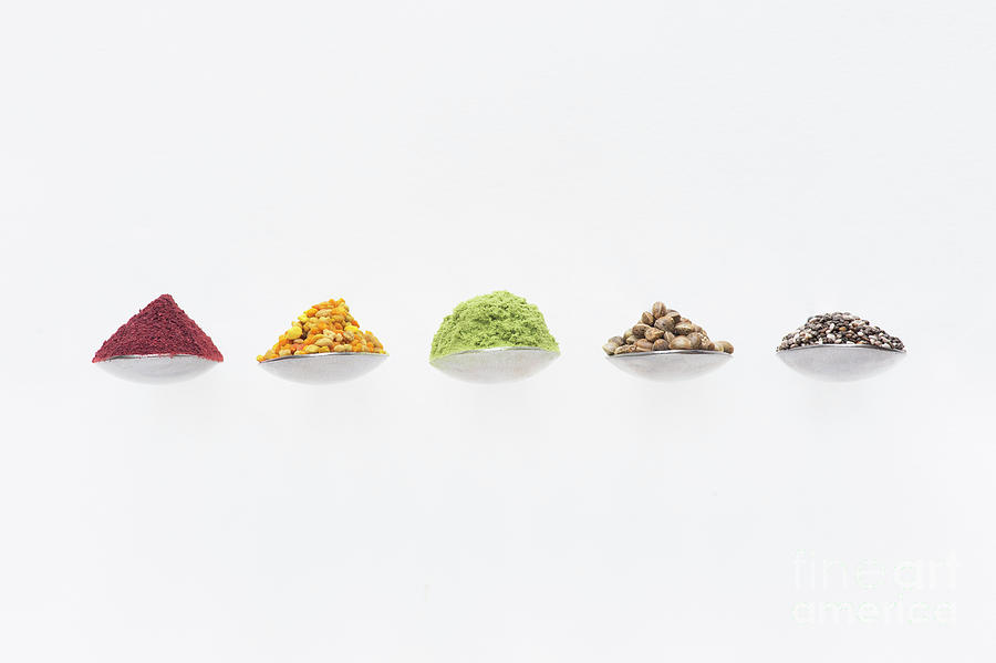 Superfoods on Spoons Photograph by Tim Gainey