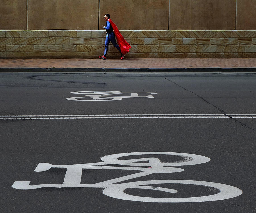 Superman Photograph - Superman Is Running by Vincent Kohar
