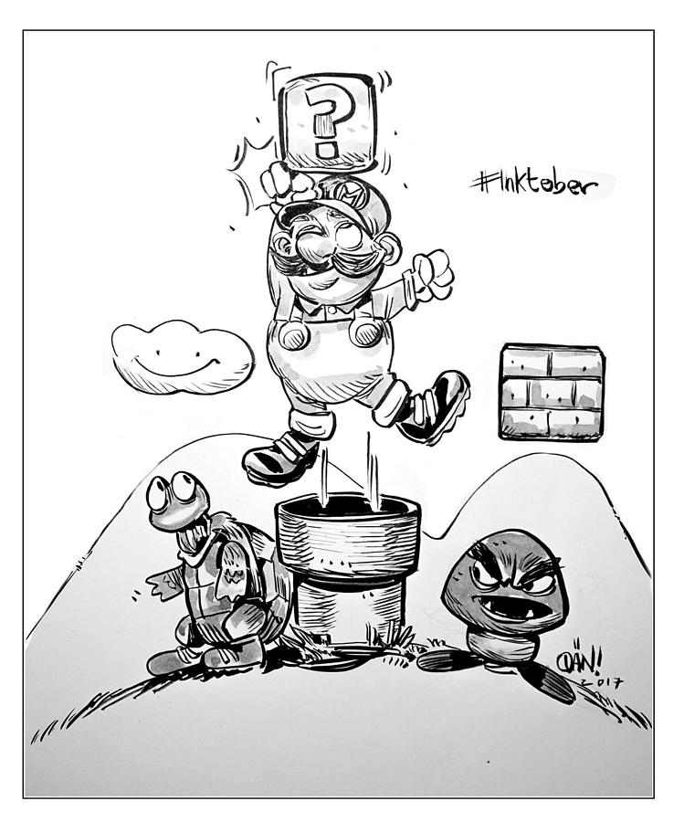 Supermario Drawing by Daniele Di Marco