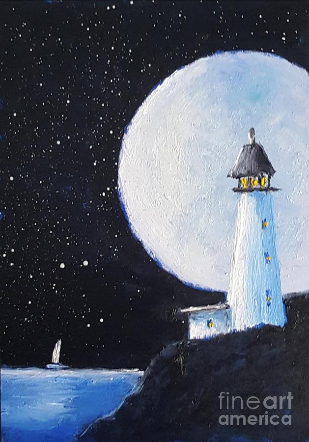 Supermoon Painting by Fred Wilson