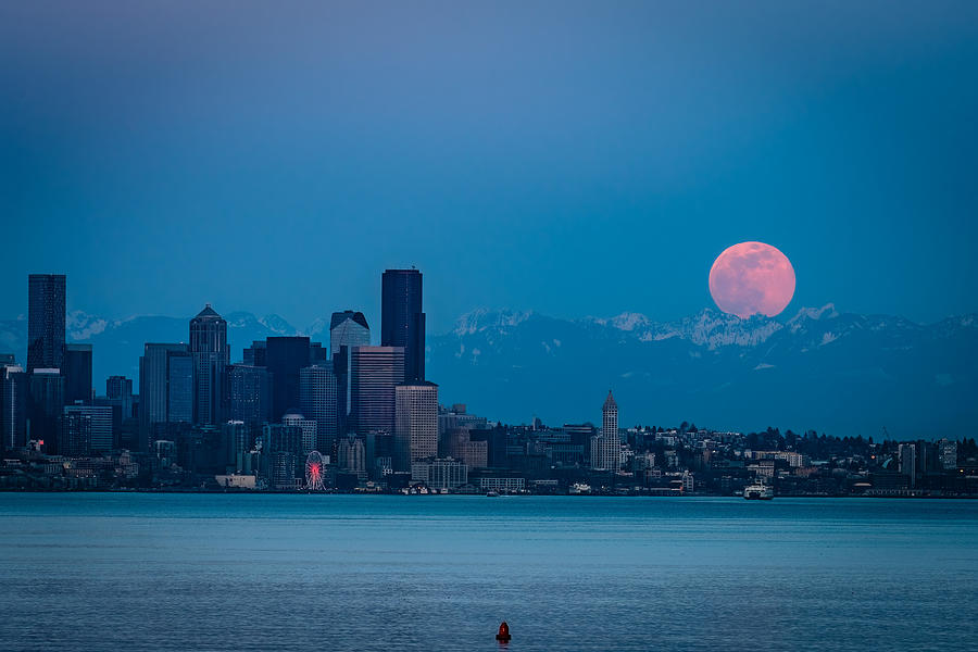 Montain Photograph - Supermoon by Paige Huang