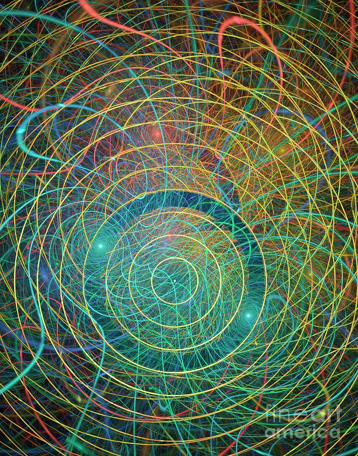 Superstrings Or Orbital Paths. Photograph by David Parker/science Photo Library
