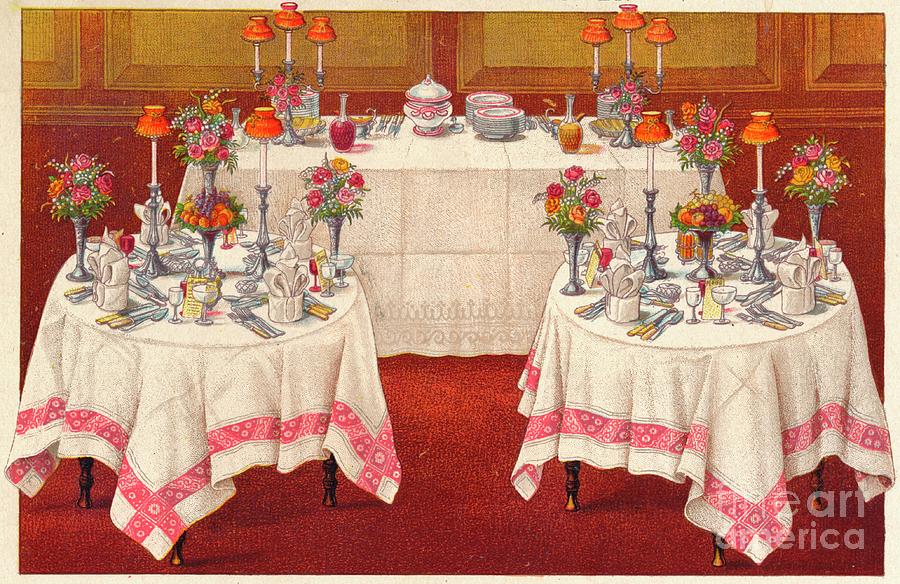 Supper Tables With Buffet Drawing by Print Collector
